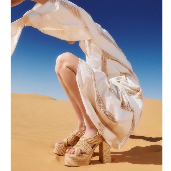 Castaner Espadrille Platform Sandals Woven Raffia Heels Summer Size 39 - Picture 2 of 15